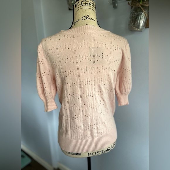 Vintage blouse viscose crotchet knitted soft stretchy cottagecore grandma core - Picture 5 of 10